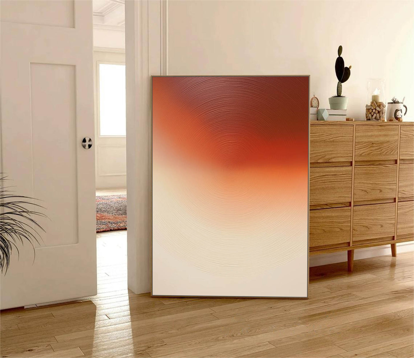 Elegant Minimalist Oil Painting in Warm Tones for Modern Home Decor
