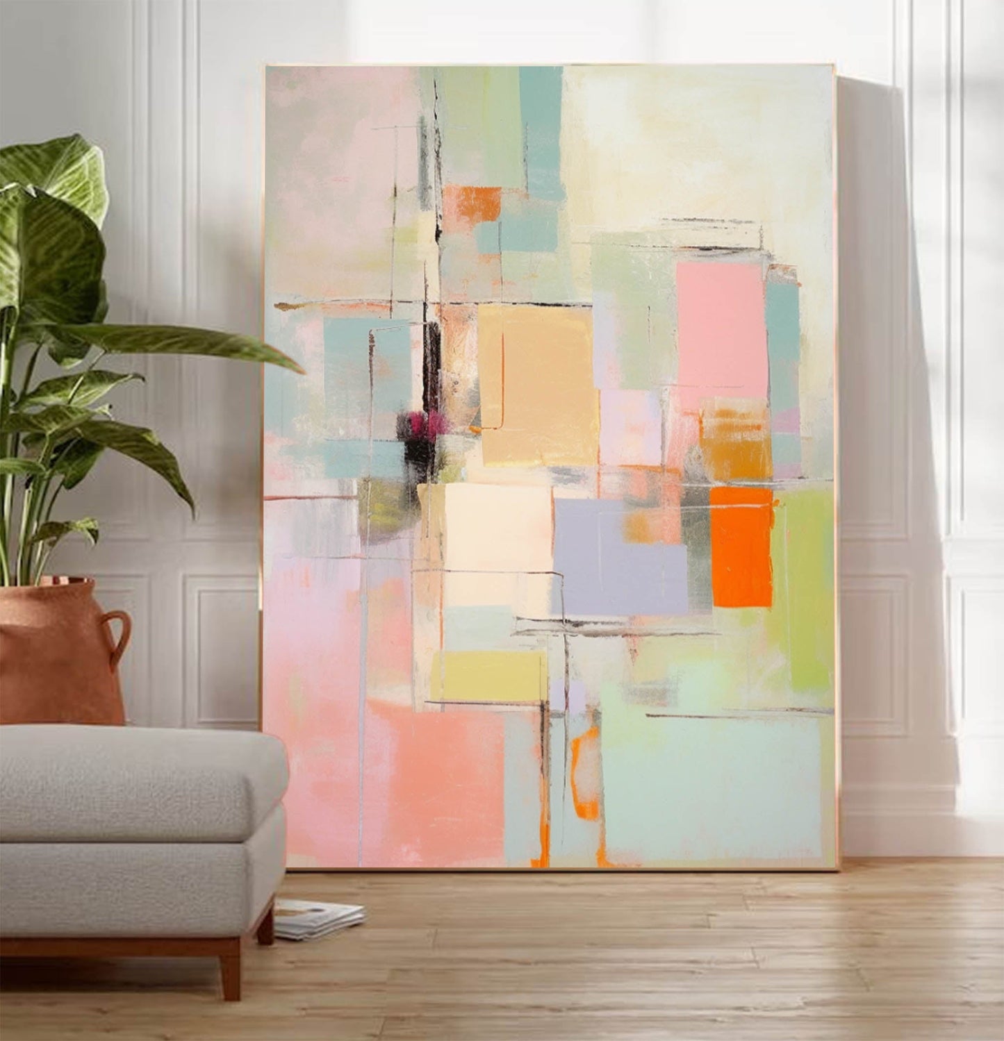 Colorful Abstract Oil Painting for Modern Home Decor and Art Lovers