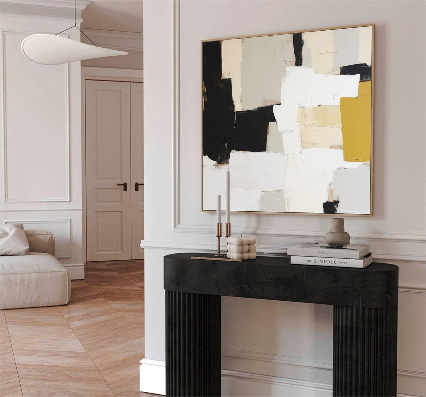Contemporary Abstract Oil Painting with Bold Textures and Earthy Tones