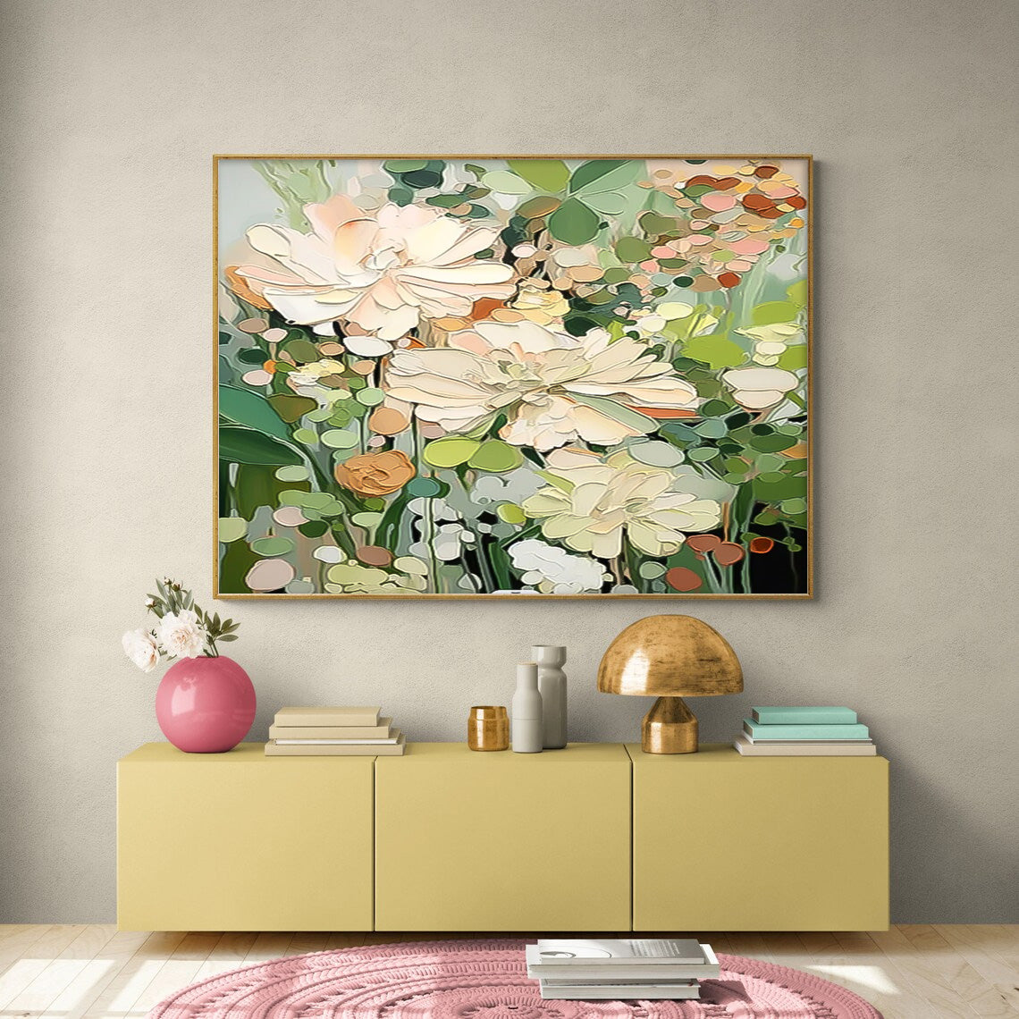 Elegant Floral Oil Painting for Bright and Cheerful Home Decor