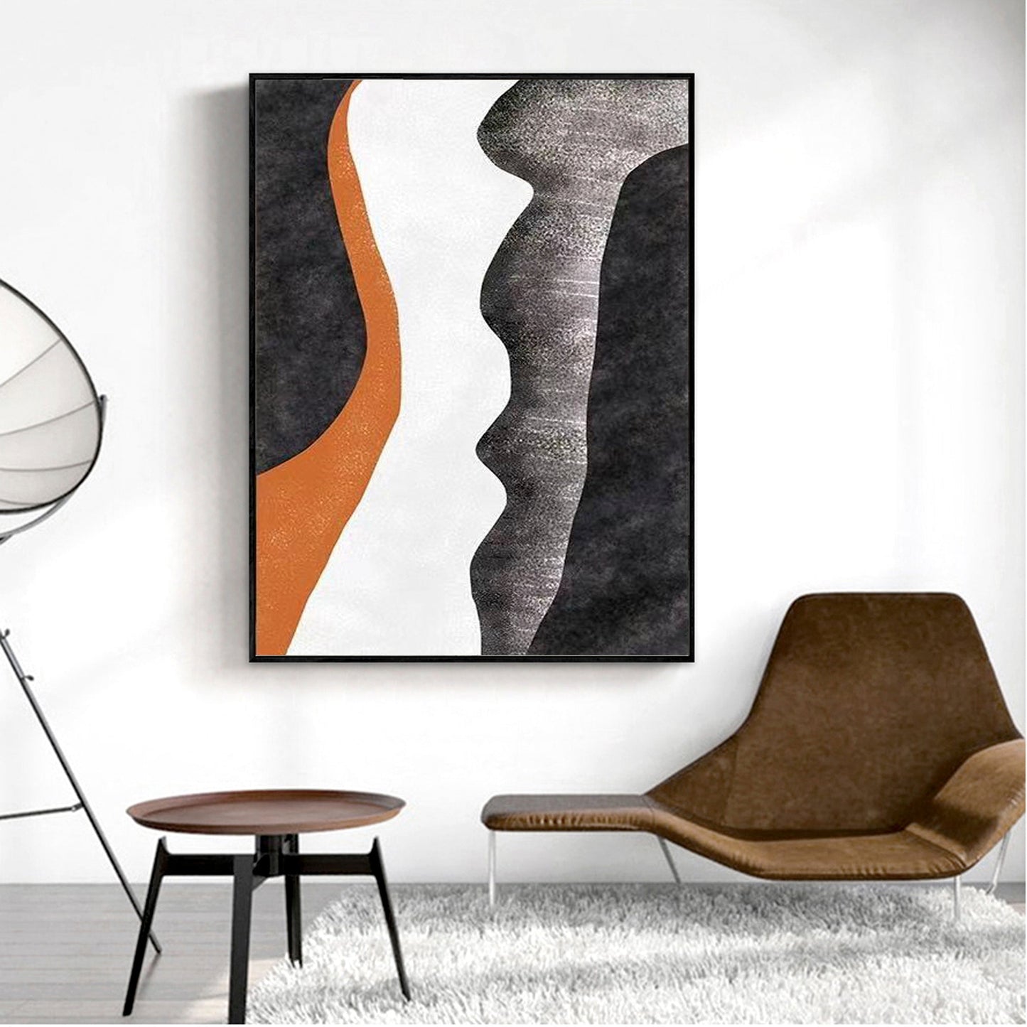 Abstract Desert Waves Oil Painting in Earth Tones for Modern Home Decor