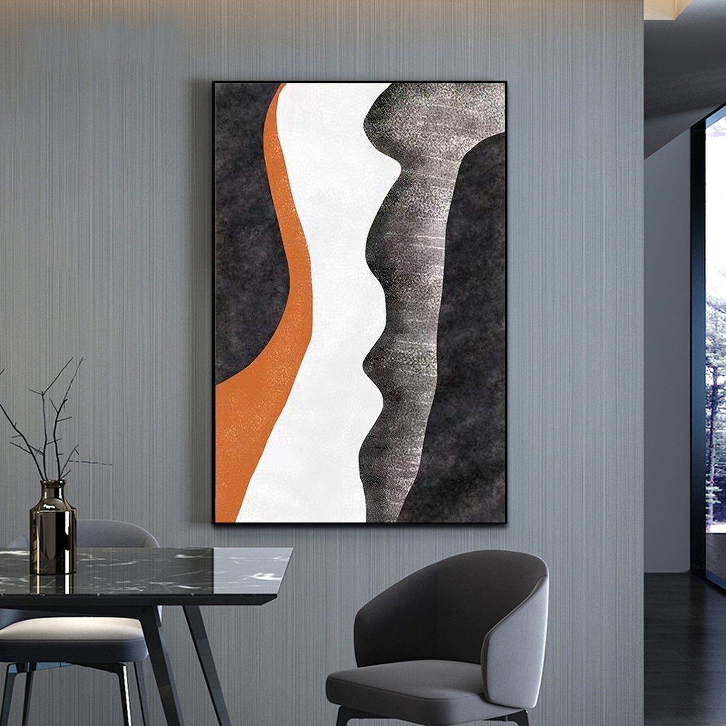 Abstract Desert Waves Oil Painting in Earth Tones for Modern Home Decor