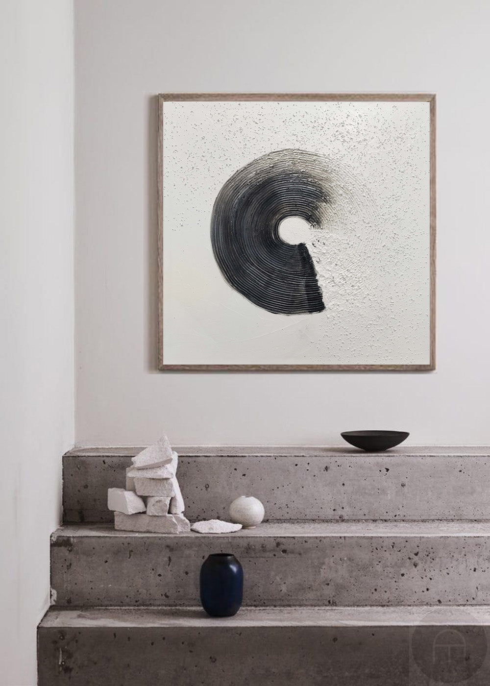 Contemporary Monochrome Abstract Oil Painting for Modern Home Decor
