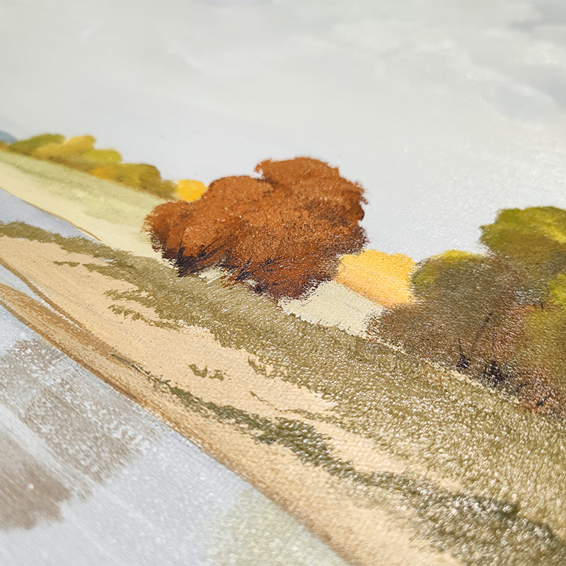 Autumn Trees On A Lake Bank Ocean Coast Oil Painting 172PW