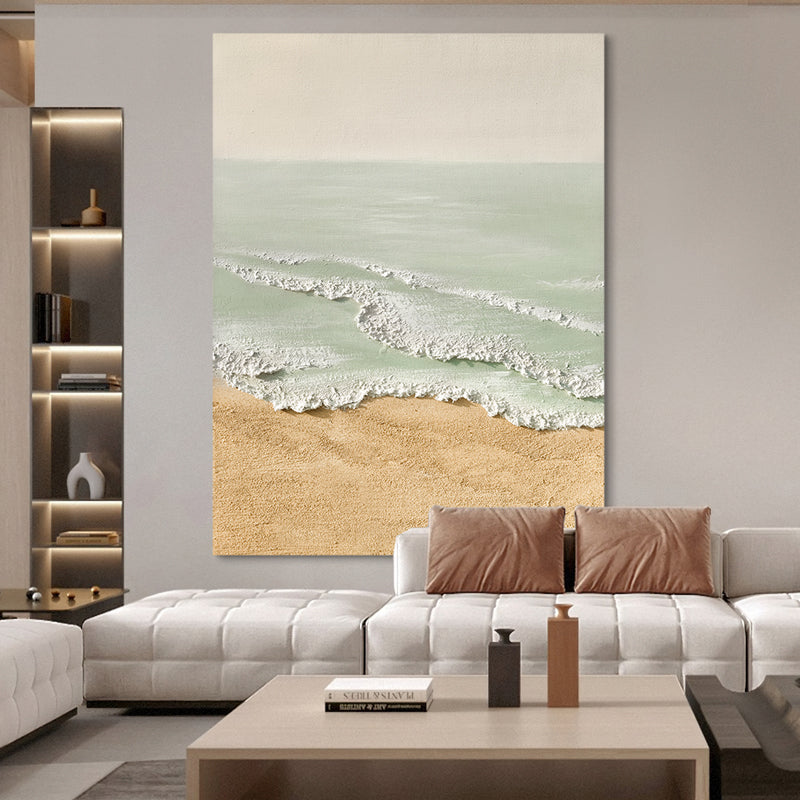 Textured Coastal Waves Beach Lake Oil Painting 174PW