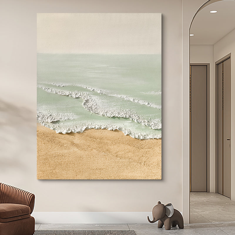 Textured Coastal Waves Beach Lake Oil Painting 174PW