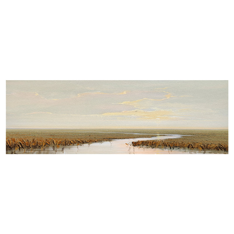 River Marsh Reed Bank Landscape Scenic Oil Painting 184CW