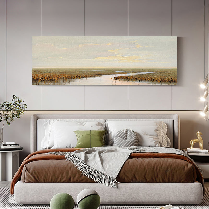 River Marsh Reed Bank Landscape Scenic Oil Painting 184CW