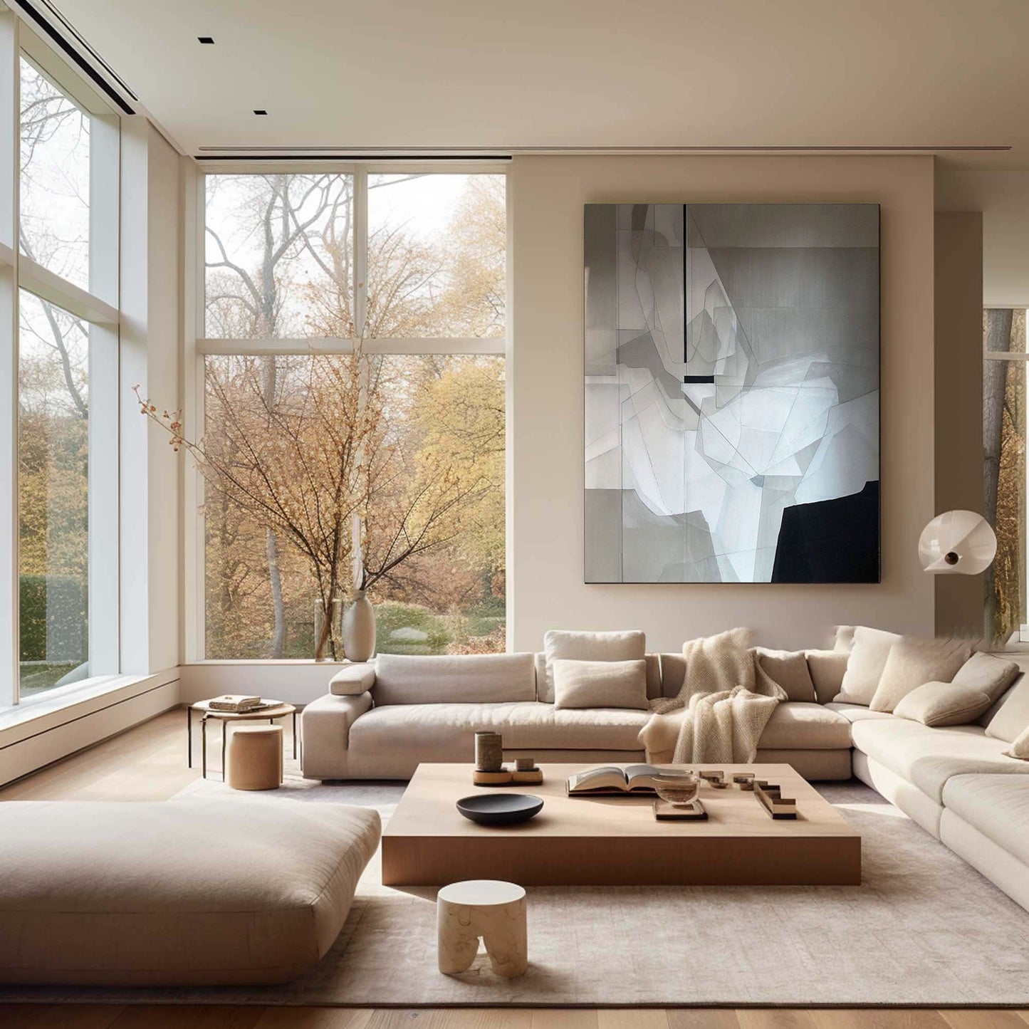 Contemporary Grey Abstract Oil Painting for Modern Home Decor