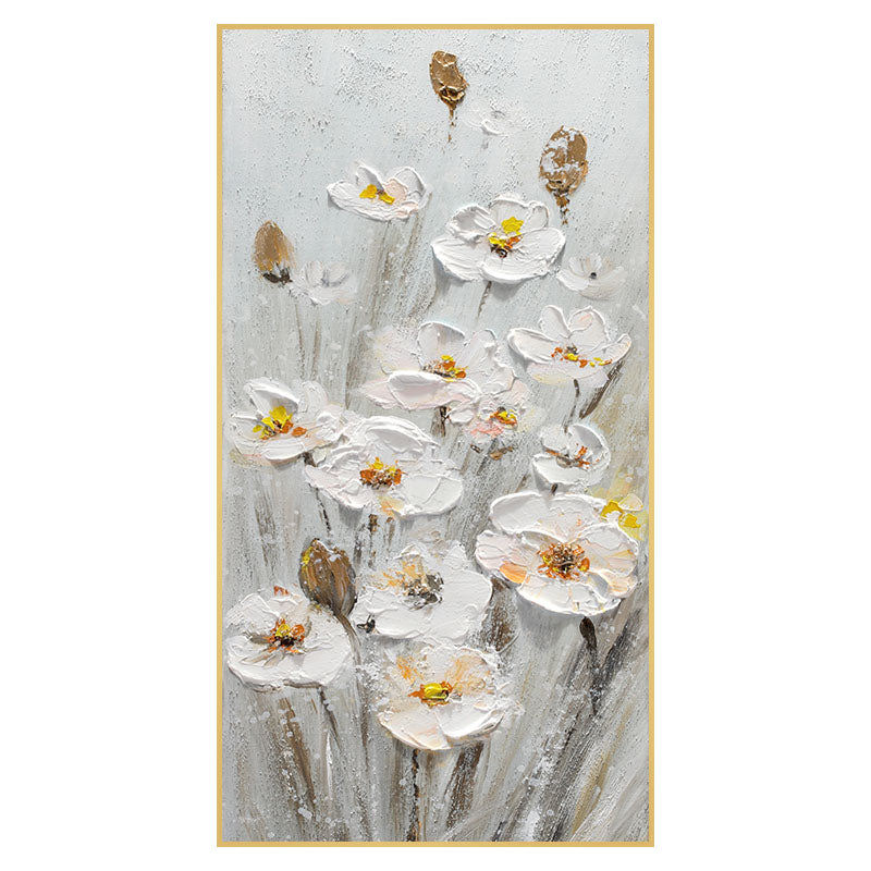 Elegant White Daffodil Oil Painting for Modern Home Decor – Floral Wall Art