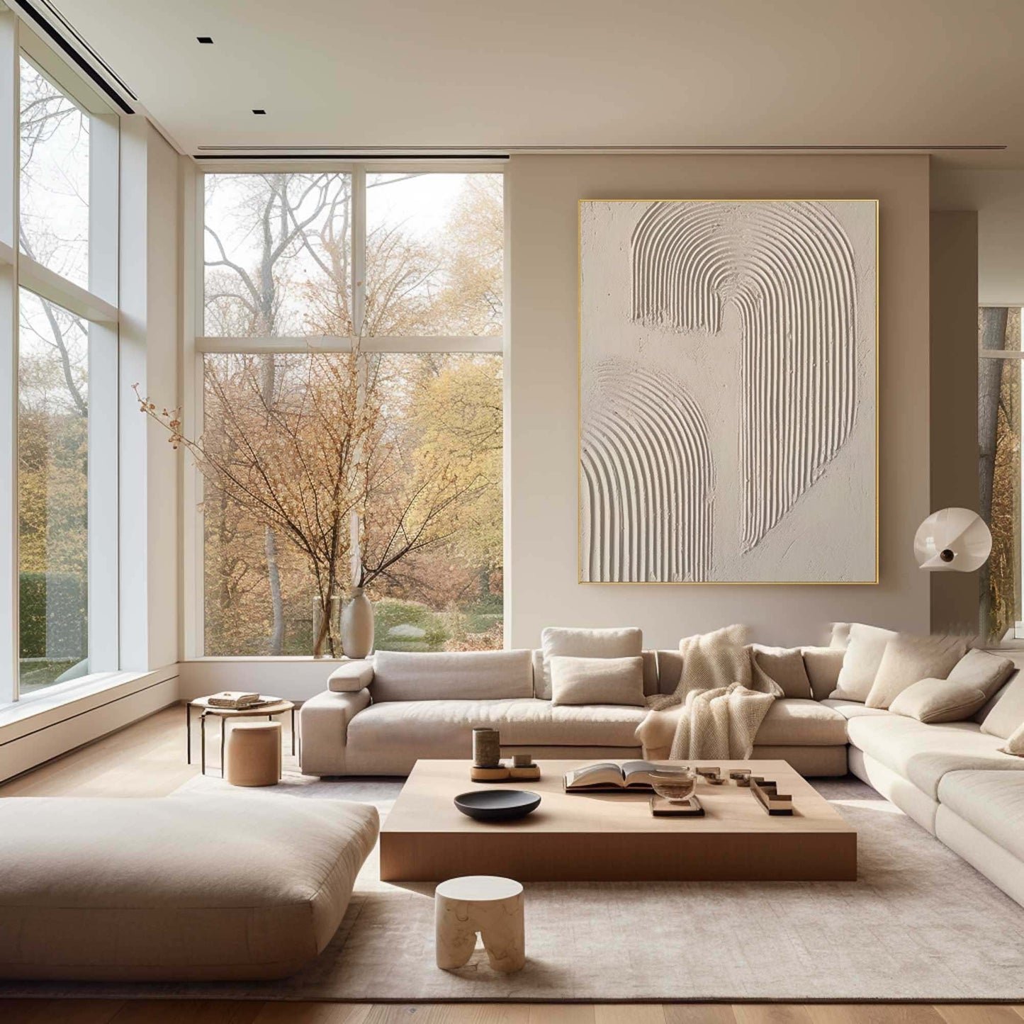 Beige and Brown Modern Abstract Oil Painting for Elegant Home Decor