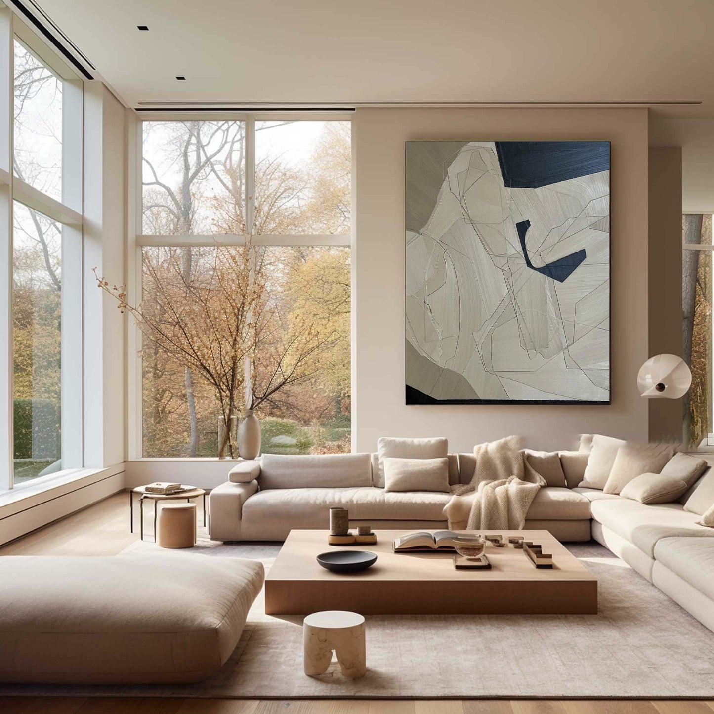 Contemporary Grey Minimalist Oil Painting for Modern Home Decor