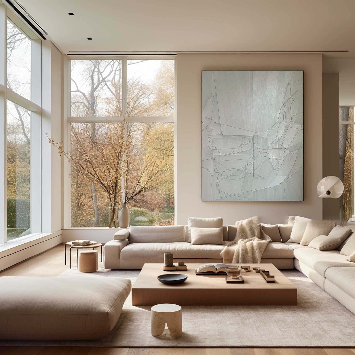 Contemporary Grey Abstract Oil Painting for Modern Home Decor