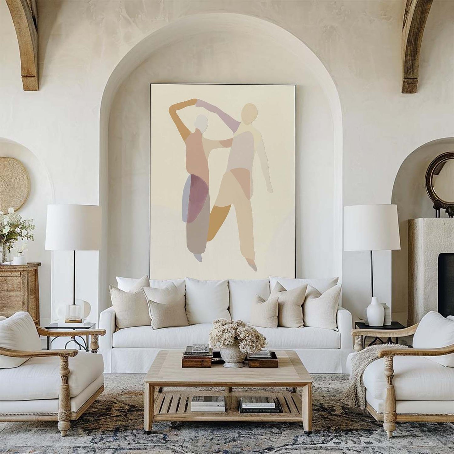 Contemporary Abstract Love Dance Oil Painting for Modern Home Decor