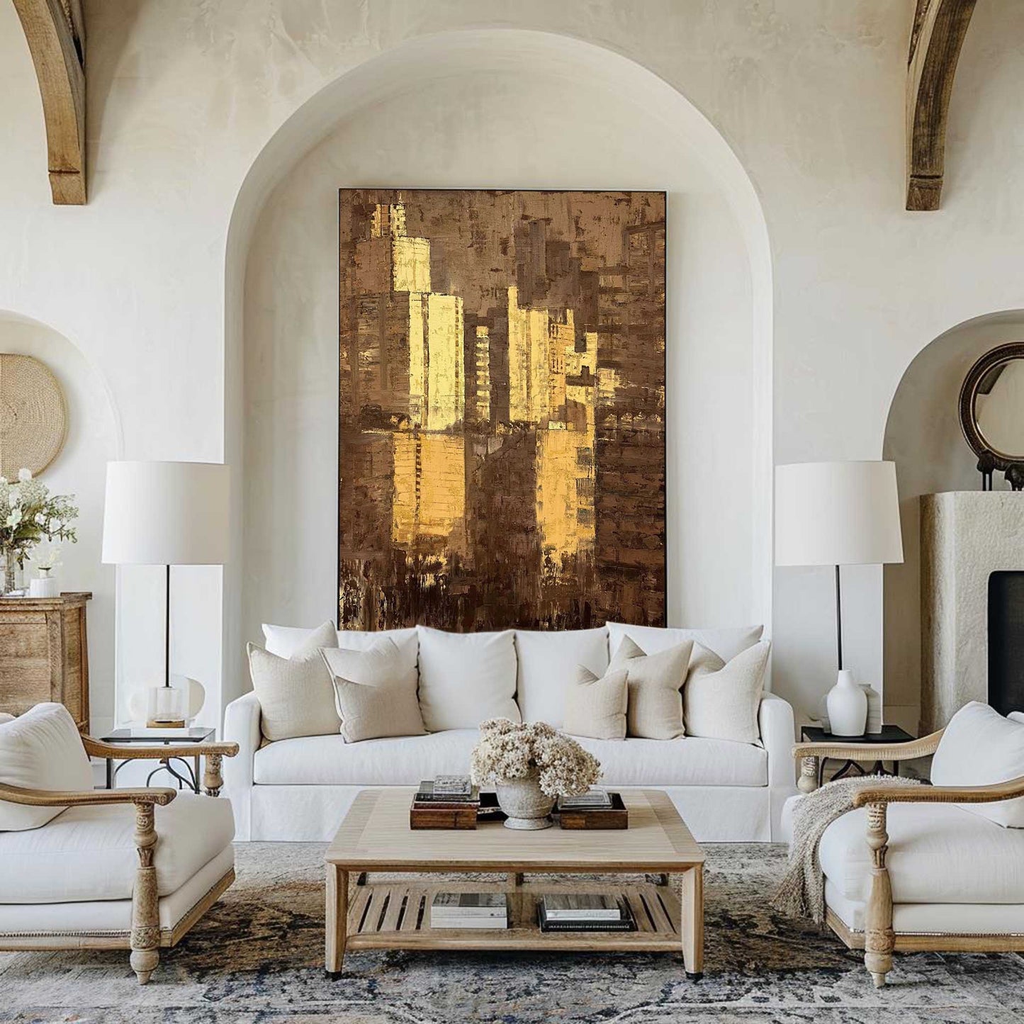 Contemporary Urban Abstract Oil Painting for Modern Home Decor