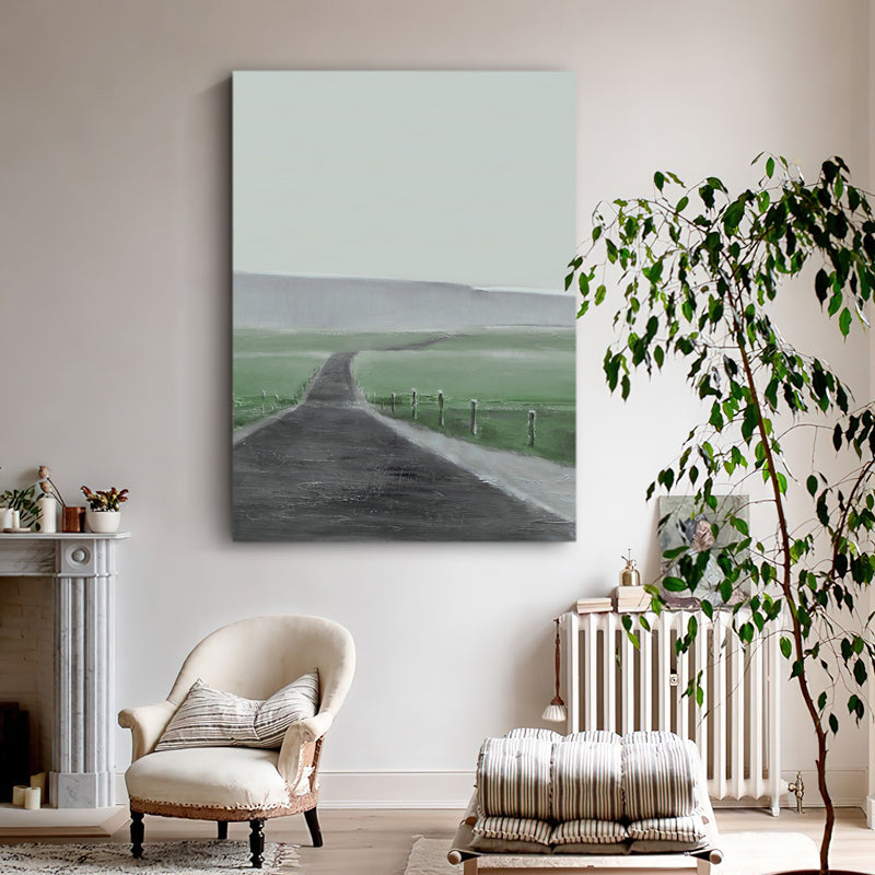 Roadtrip Motorcyle Farmhouse Scenery Fields Oil Painting 191PW