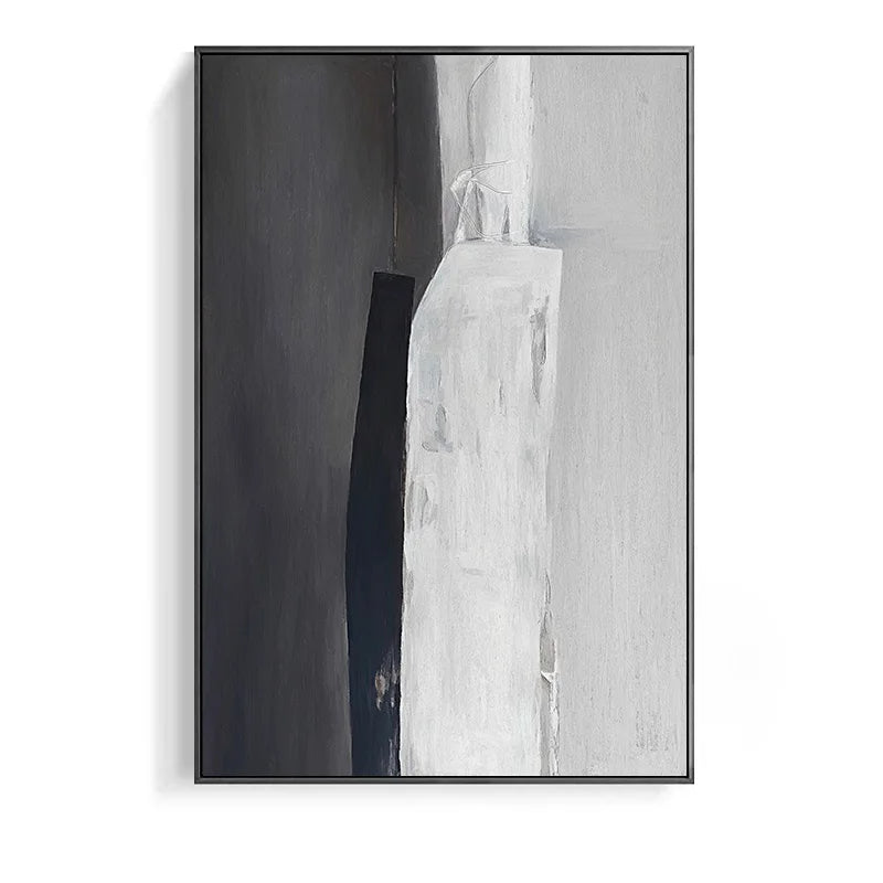 Contemporary Oil Painting: Monochrome Light and Shadow Abstract Art