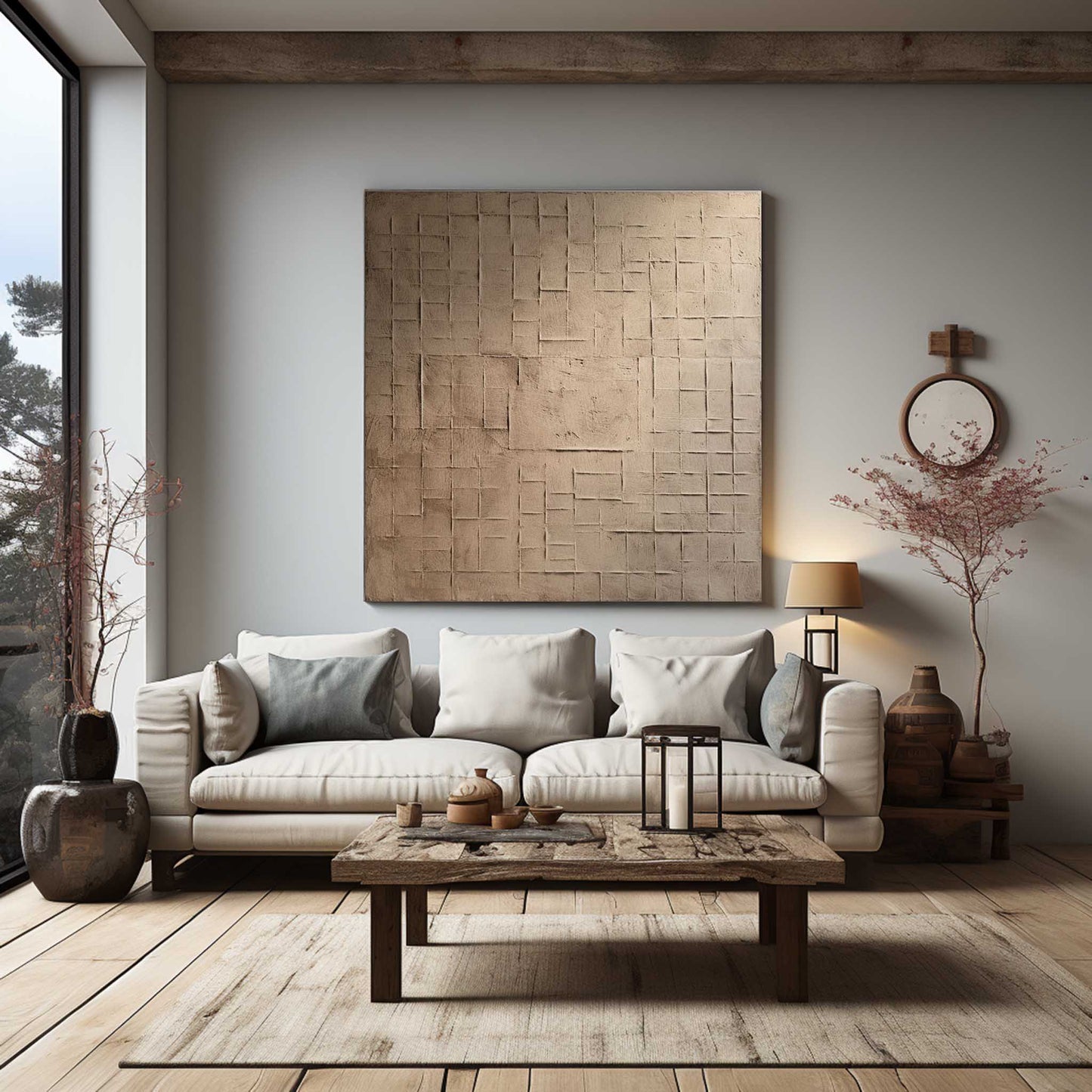 Minimalist Wabi-Sabi Texture Oil Painting for Modern Home Decor