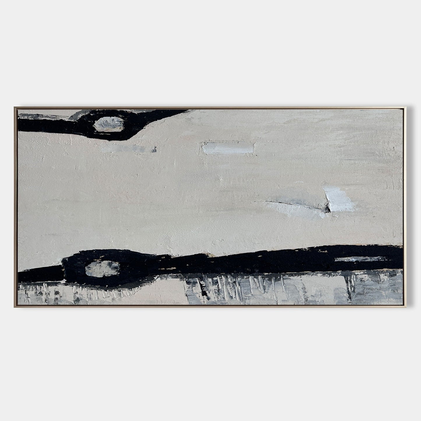 Contemporary Black and White Abstract Oil Painting for Modern Home Decor