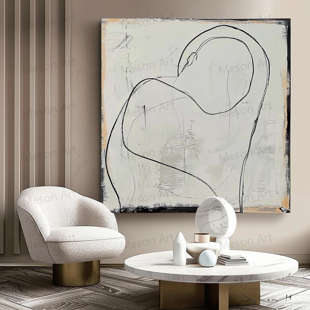 Modern Minimalist Abstract Oil Painting for Contemporary Home Decor