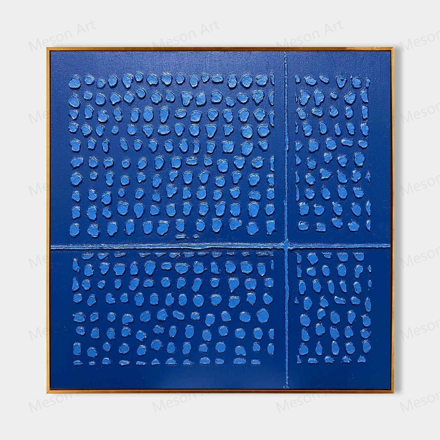 Contemporary Blue Abstract Triptych Oil Painting for Modern Home Decor