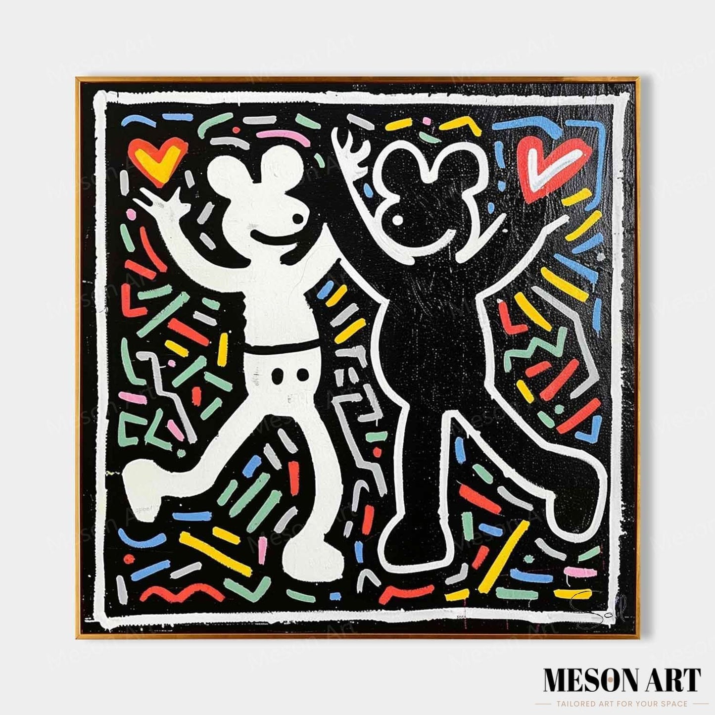 Colorful Abstract Love Dance Oil Painting for Modern Home Decor