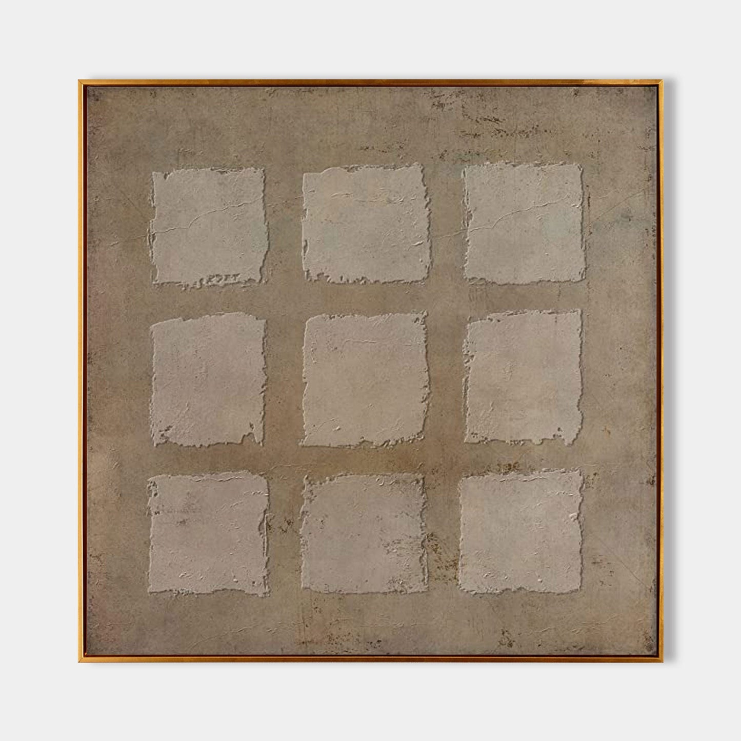Abstract Wabi-Sabi Wall Art - Rustic Minimalist Oil Painting for Modern Decor