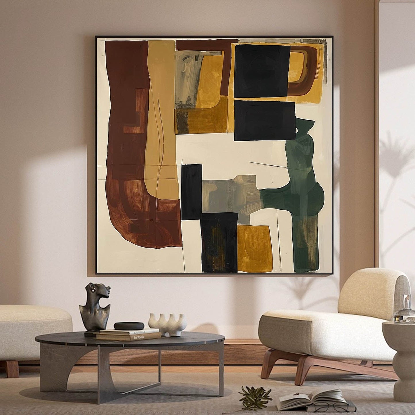 Contemporary Vintage Abstract Oil Painting for Modern Home Decor