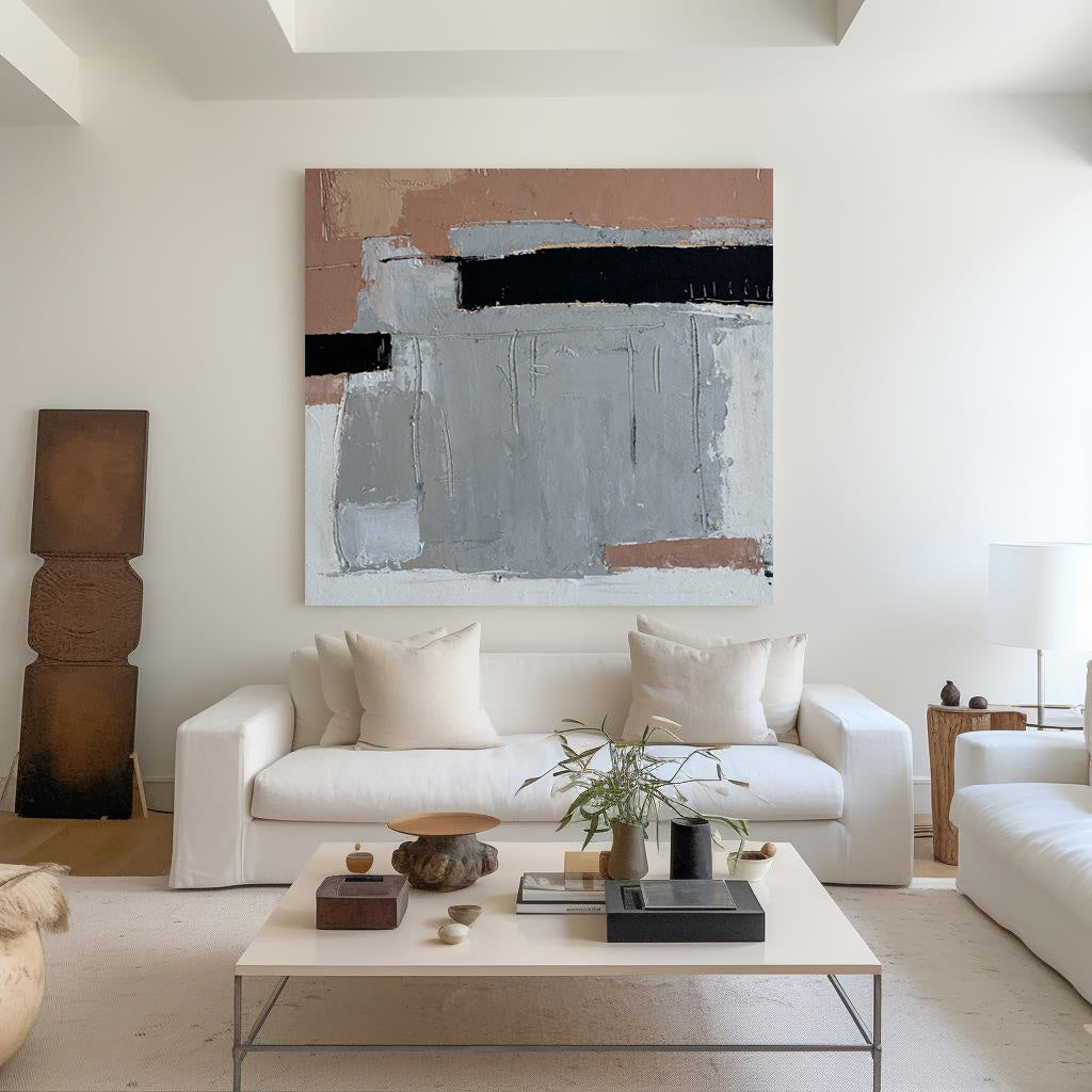 Contemporary Minimalism: Modern Abstract Oil Painting for Elegant Home Décor