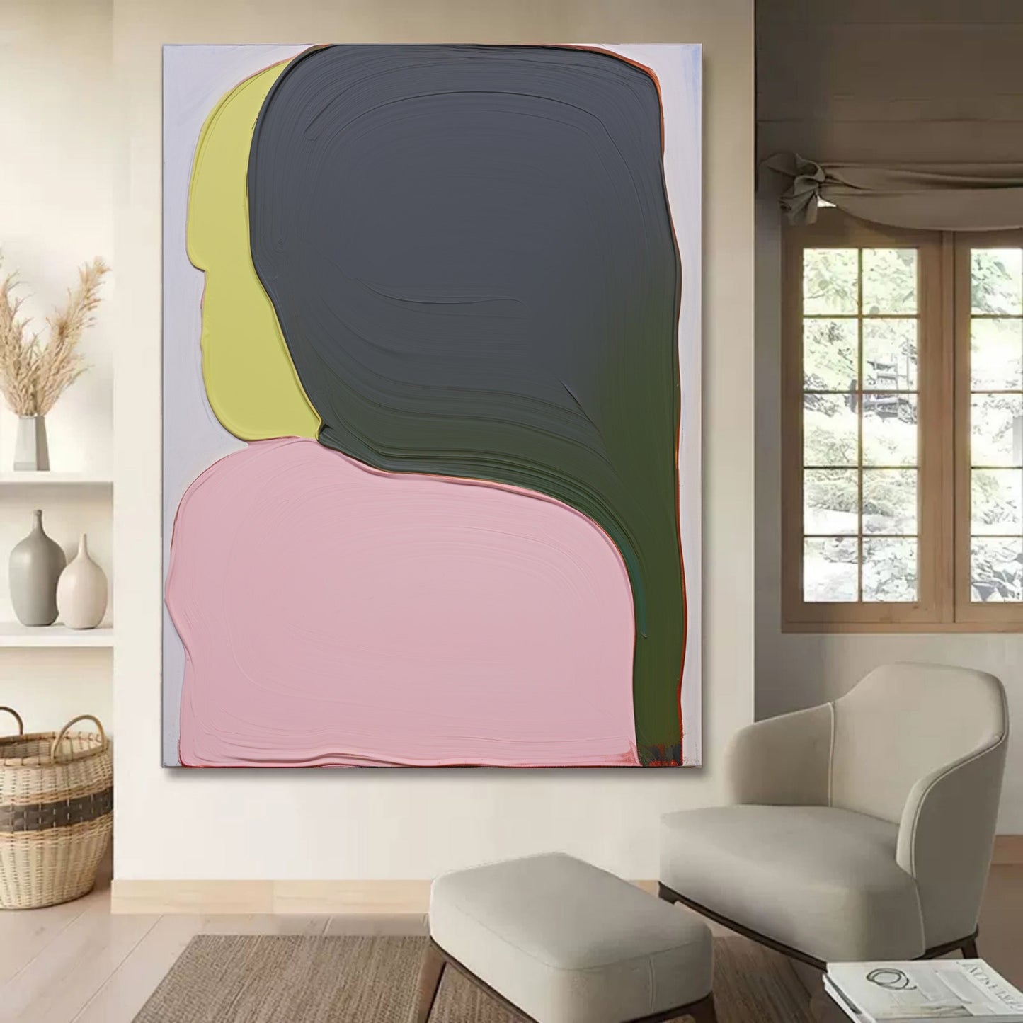 Abstract Colorful Oil Painting of Stylized Portrait with Bold Brushstrokes