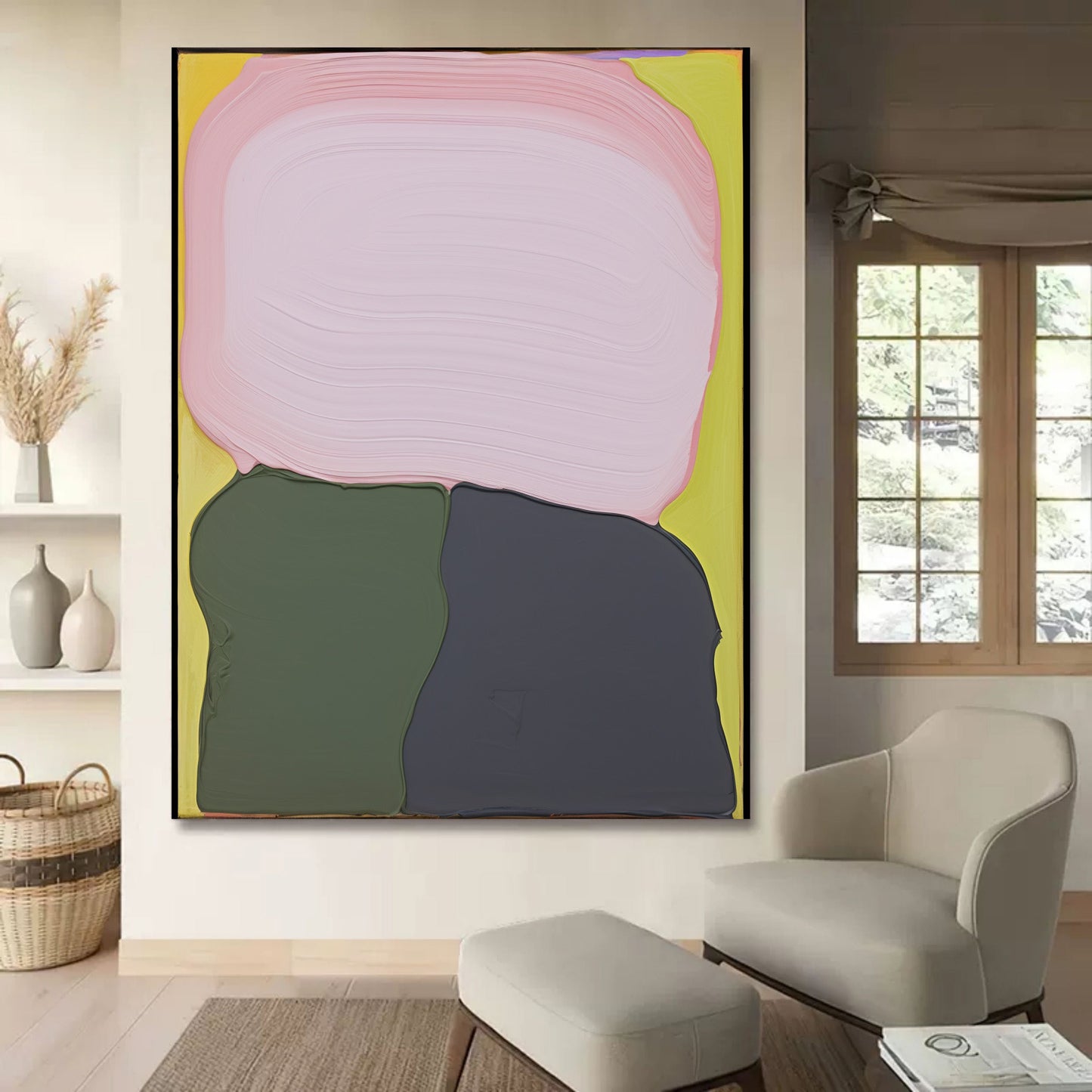 Abstract Colorful Oil Painting with Modern Artistic Vibes for Home Decor