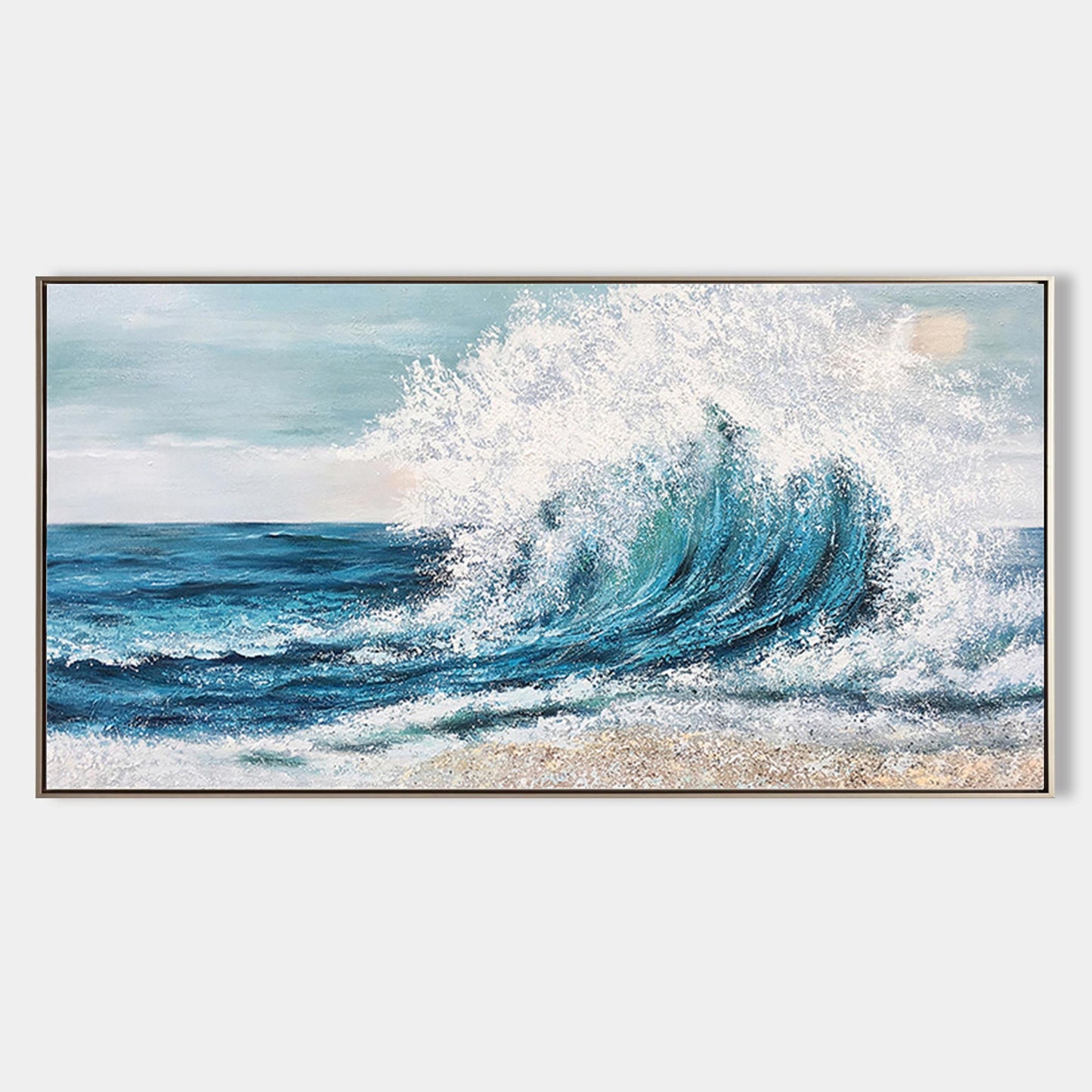 Dynamic Ocean Wave Oil Painting for Coastal Home Décor