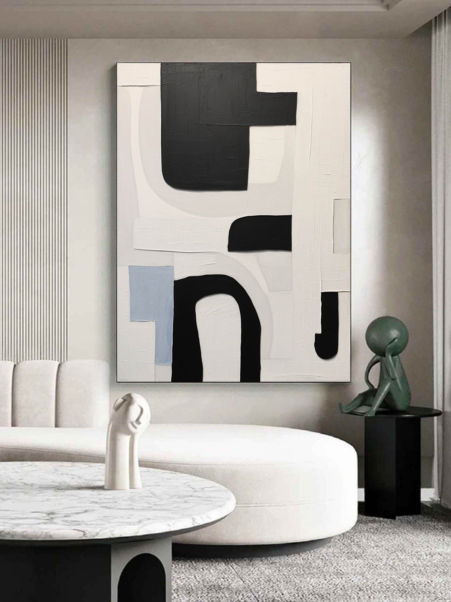 Bold Black and White Abstract Canvas Art for Modern Home Decor