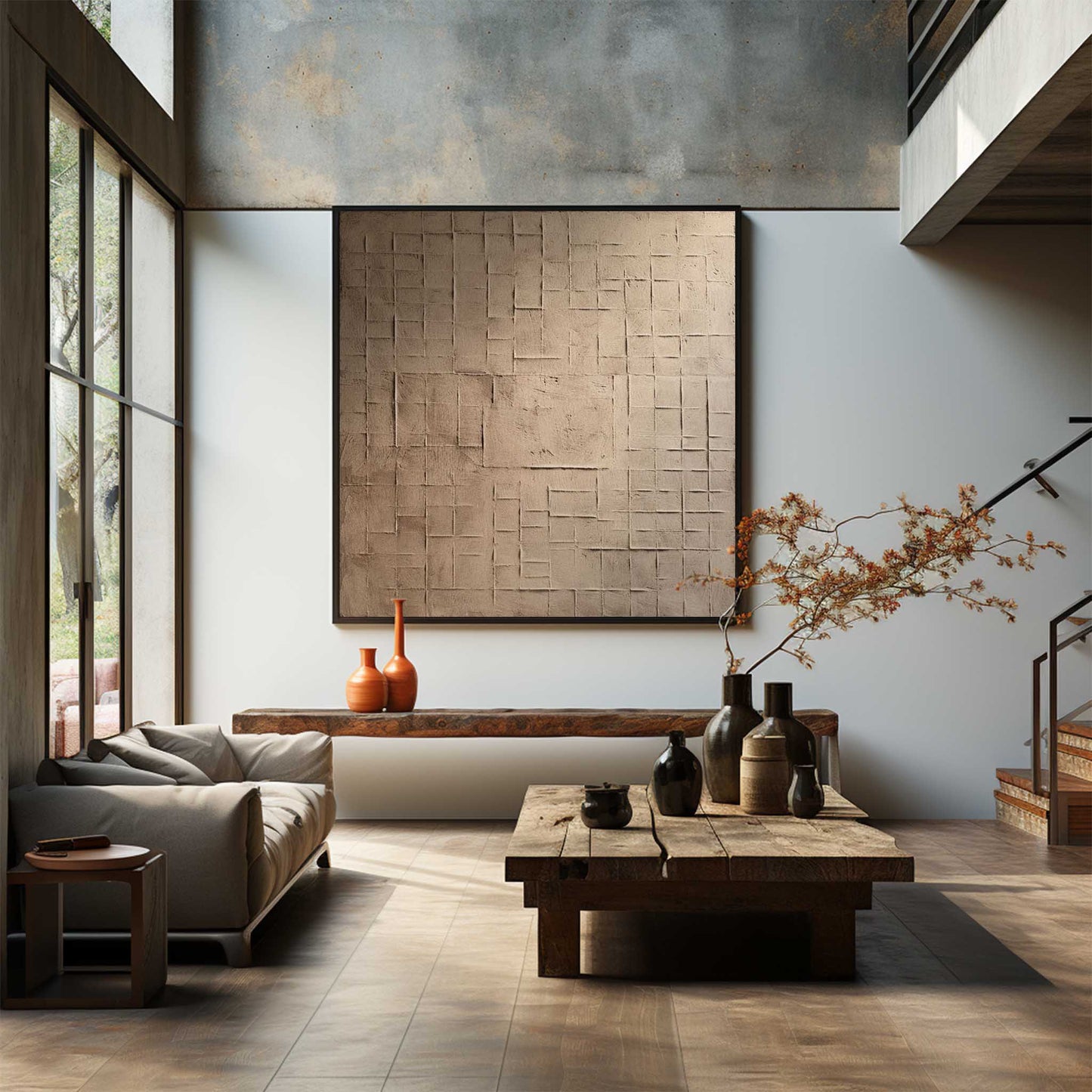 Minimalist Wabi-Sabi Texture Oil Painting for Modern Home Decor