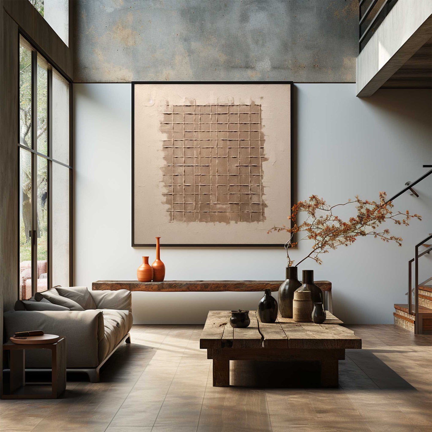Minimalist Wabi-Sabi Oil Painting for Serene Home Decor and Unique Wall Art