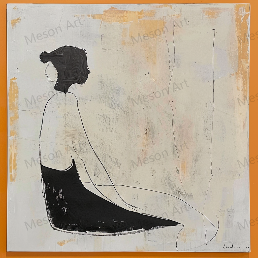 Contemporary Minimalist Oil Painting Set with Abstract Figures for Modern Decor