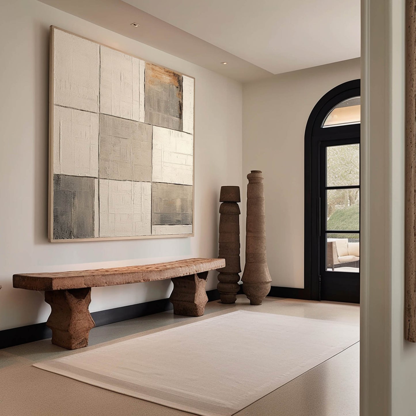 Minimalist Wabi-Sabi Abstract Oil Painting for Modern Home Decor