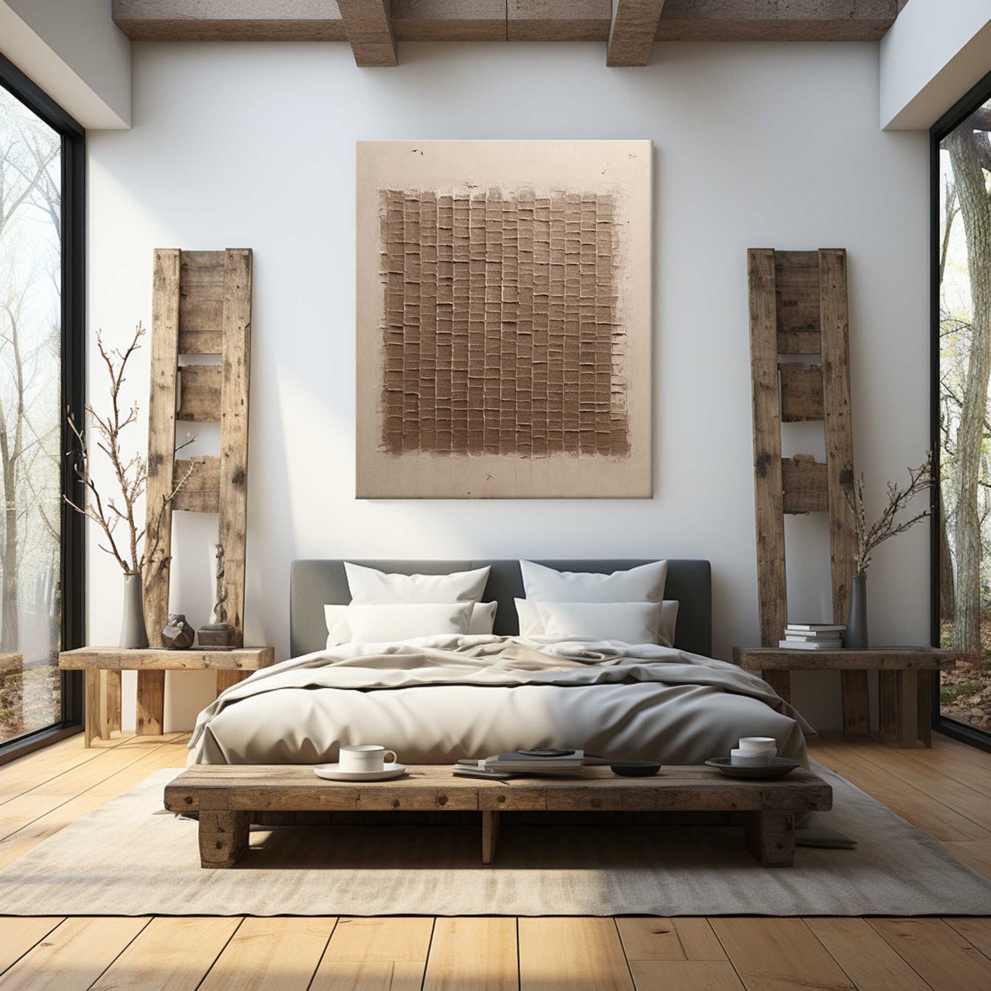 Contemporary Wabi-Sabi Abstract Oil Painting for Minimalist Home Decor