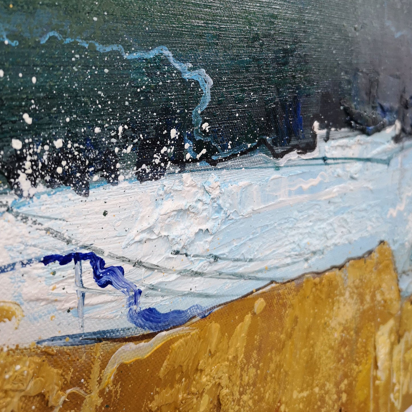 Calm Waters: Vibrant Abstract Landscape Oil Painting for Modern Decor