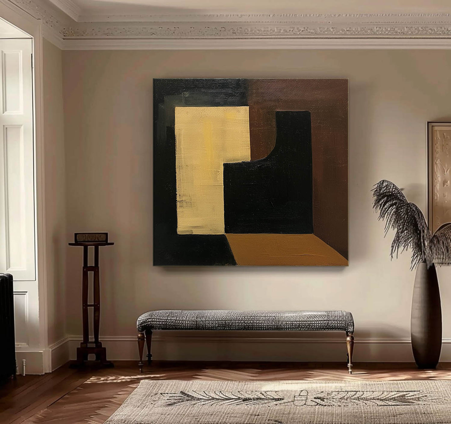 Modern Abstract Geometric Oil Painting for Contemporary Home Decor