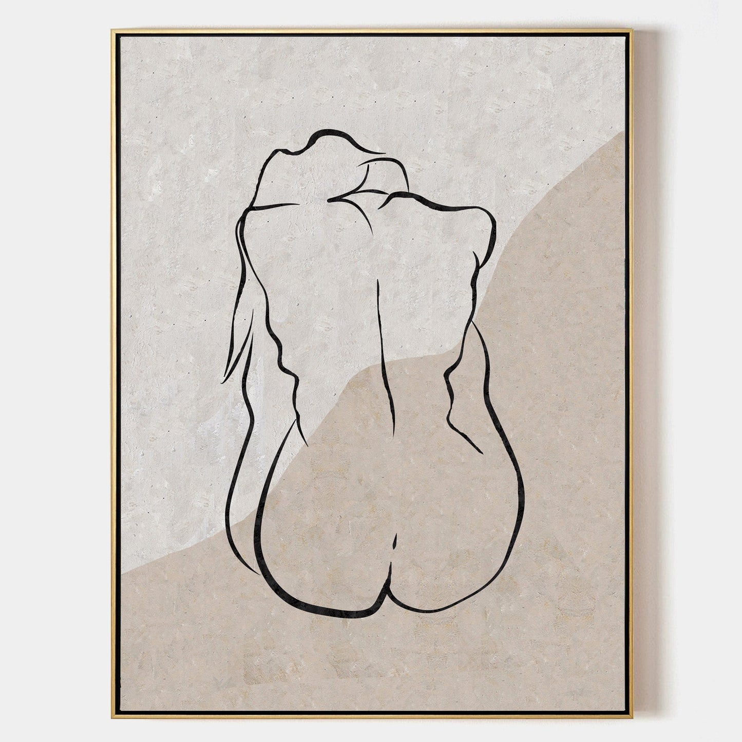 Elegant Beige Minimalist Abstract Oil Painting for Modern Home Décor