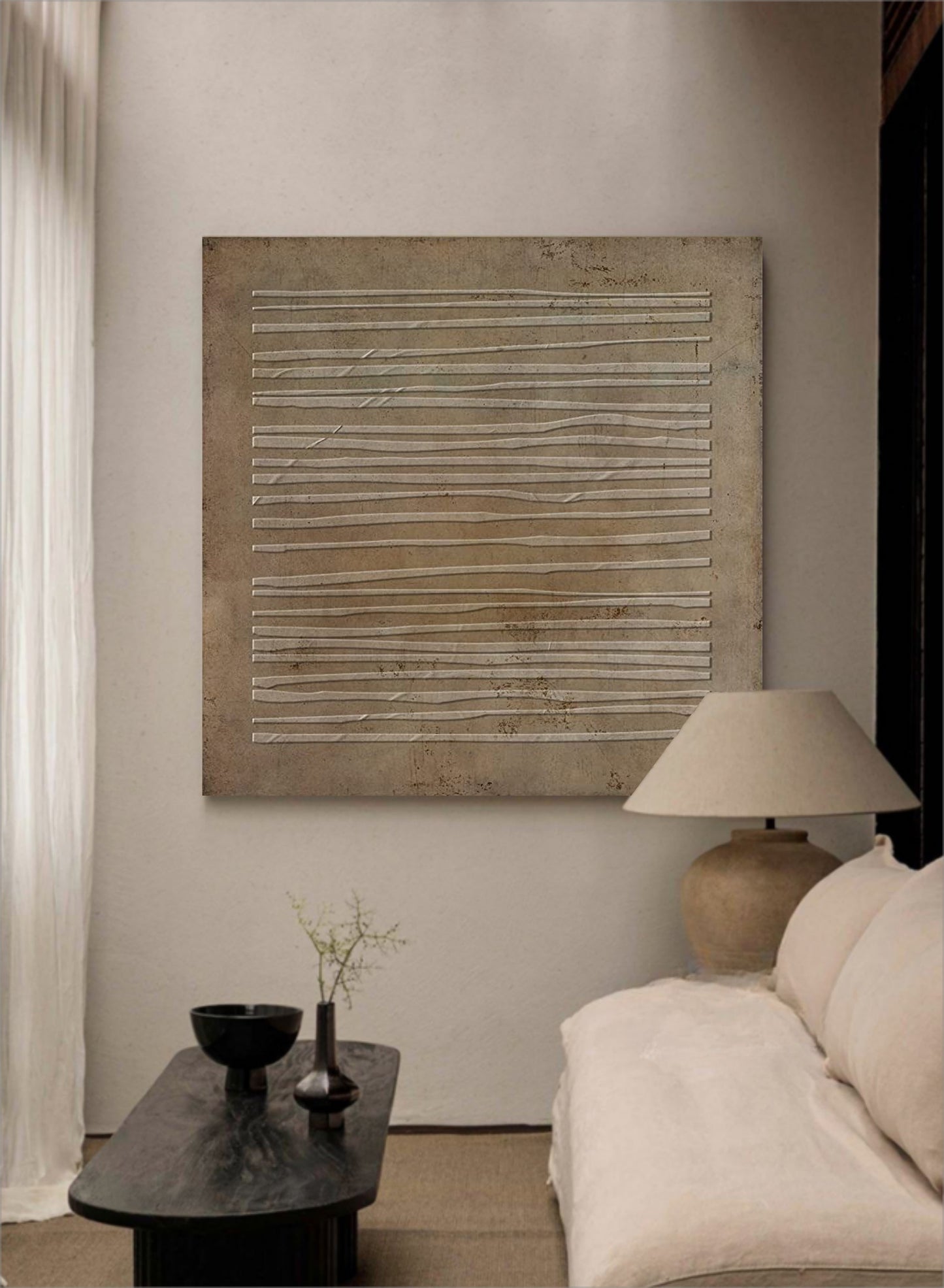 Minimalist Wabi-Sabi Abstract Oil Painting for Modern Home Decor