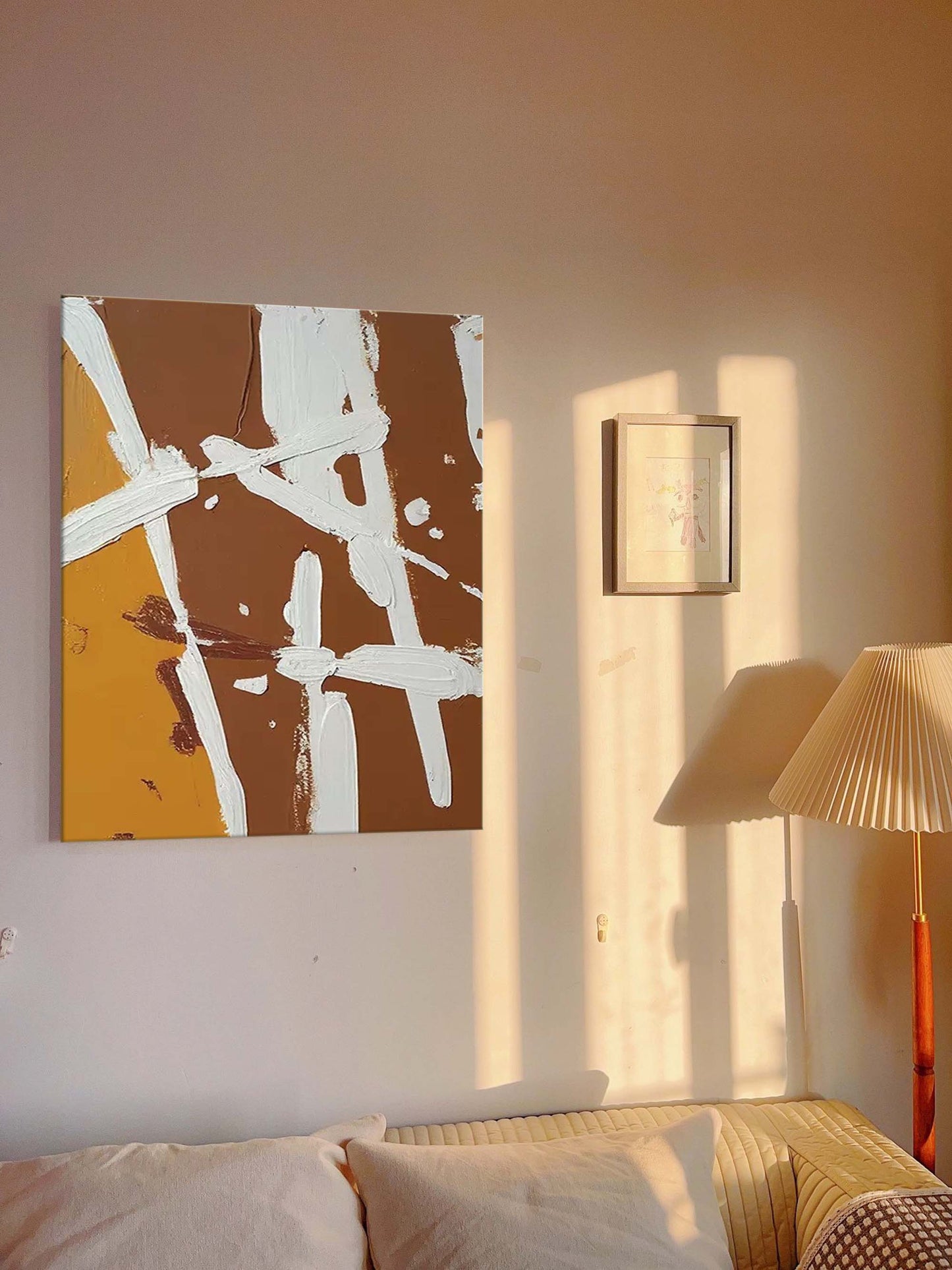 Modern Minimalist Abstract Oil Painting in Earthy Tones for Contemporary Décor