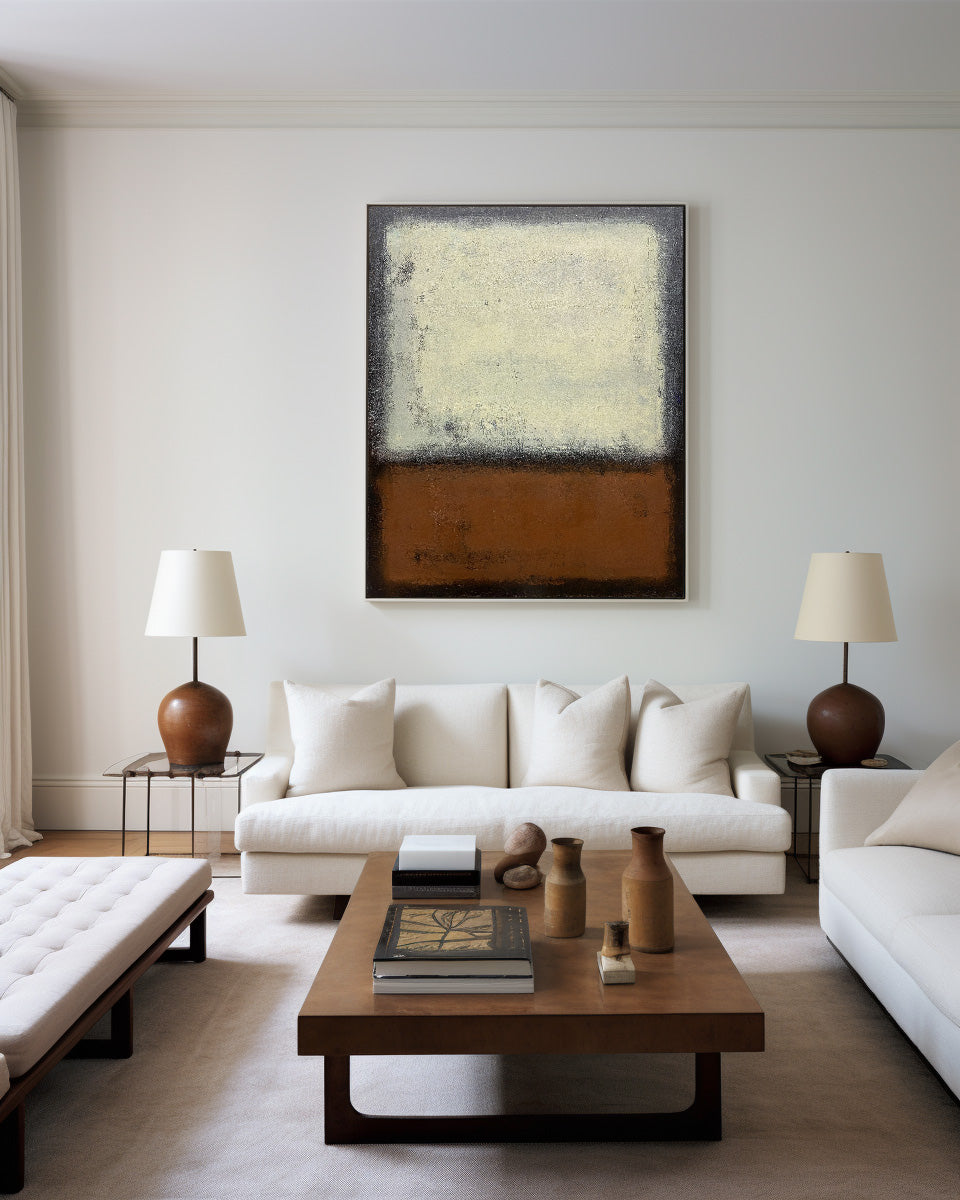 Modern Minimalist Oil Painting with Earthy Tones for Contemporary Decor