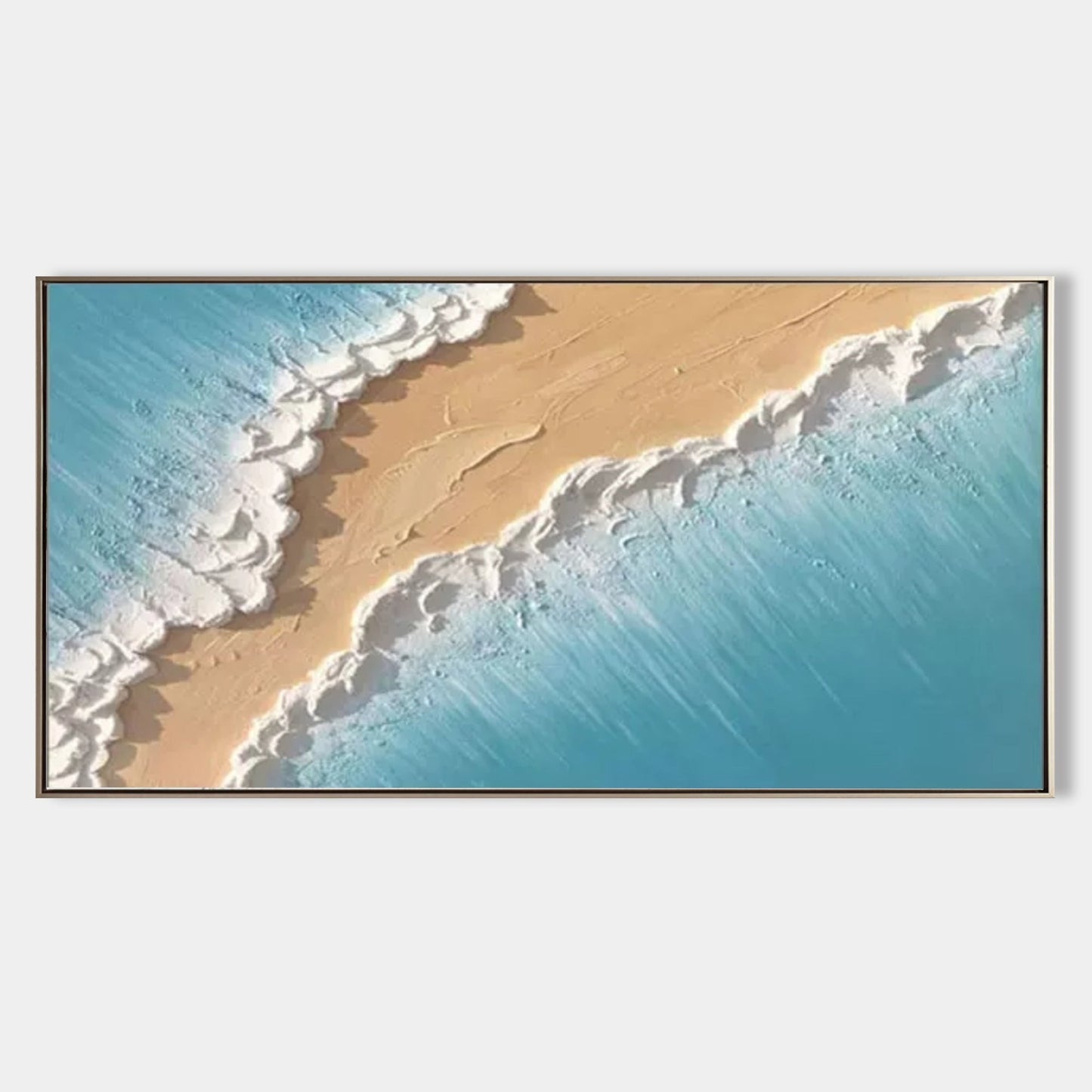 Textured Coastal Beach Oil Painting – Modern Art for Home Decor