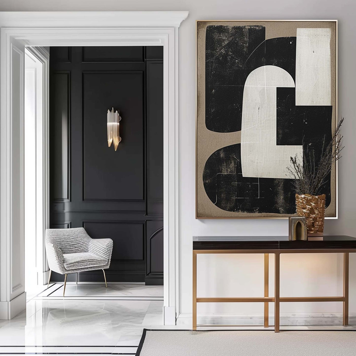 Contemporary Minimalist Abstract Oil Painting for Modern Home Decor