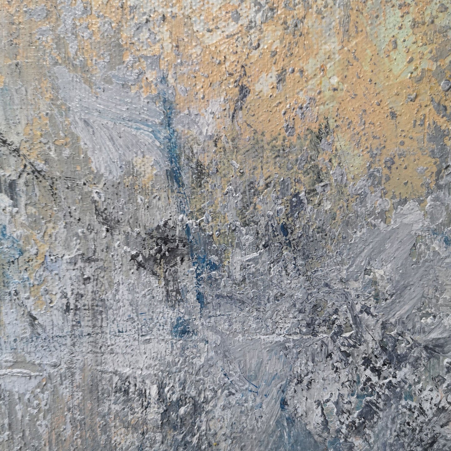 Contemporary Grey and Yellow Abstract Oil Painting for Modern Home Decor