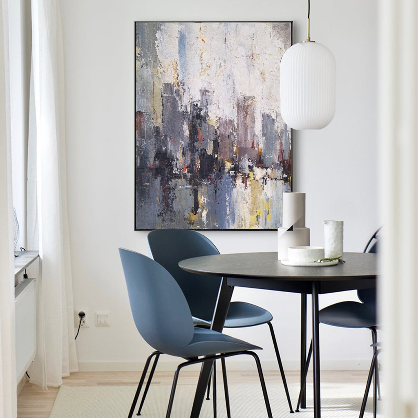 Contemporary Urban Abstract Oil Painting for Modern Home Decor