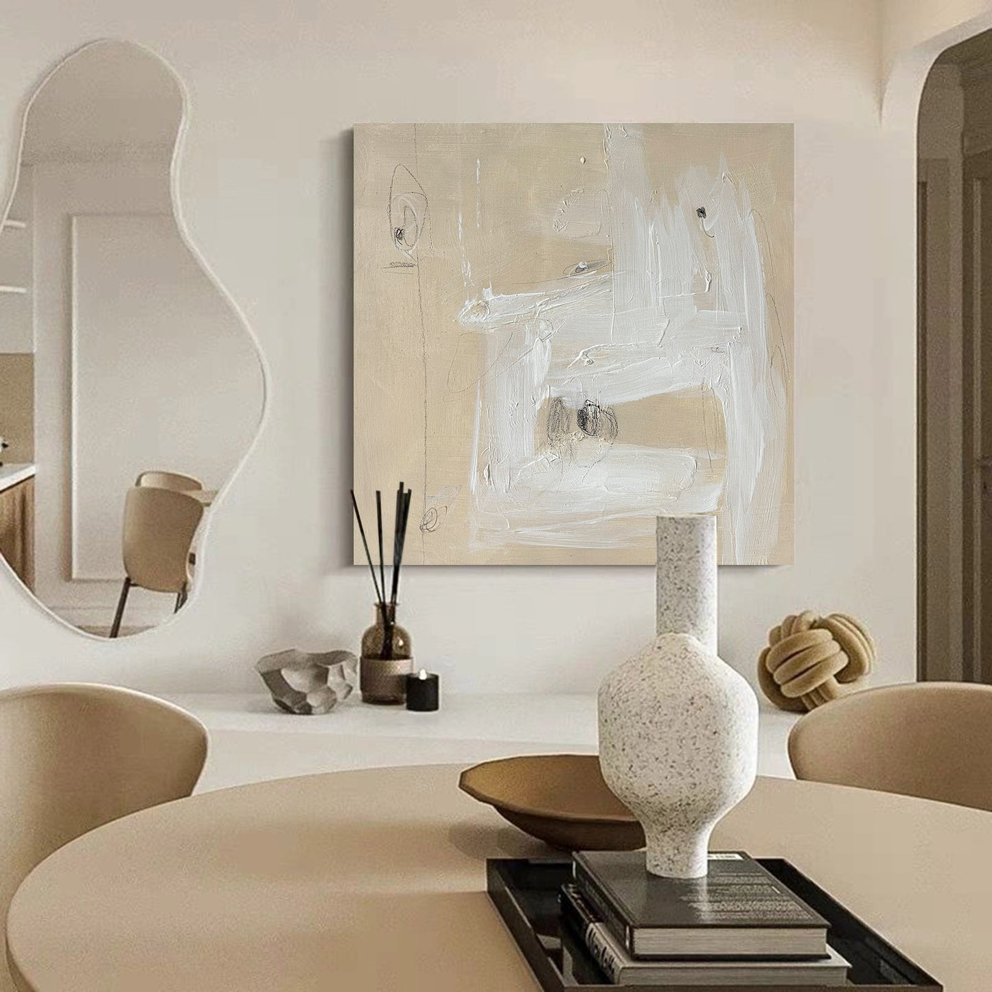 Elegant Minimalist Abstract Oil Painting for Contemporary Home Decor
