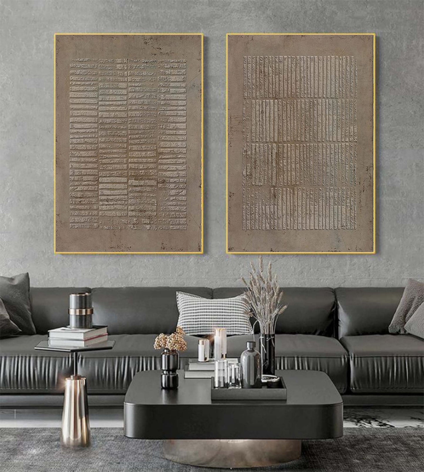 Contemporary Abstract Oil Painting Duo for Modern Home Décor